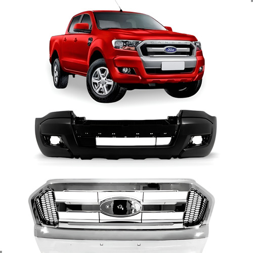Kit Envolvente E Grade P/ford Ranger 2016 A 2019 1a Linha Preto