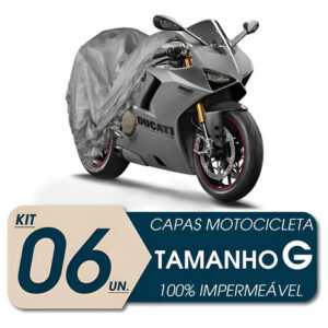 06 Capas Cobrir Moto Impermeável Proteção Uv G Mega Desconto Cinza