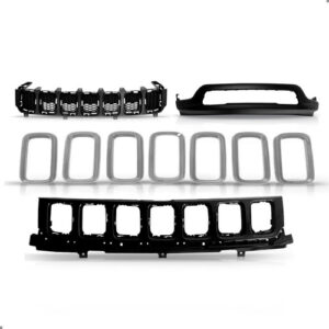 Kit Grade E Aplique Para Compass 2017 A 2021 Com Spoiler Preto