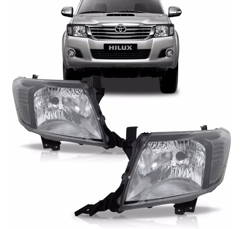 Par Farol Hilux Srv 2012 A 2015 Mascara Negra Fume Esportivo