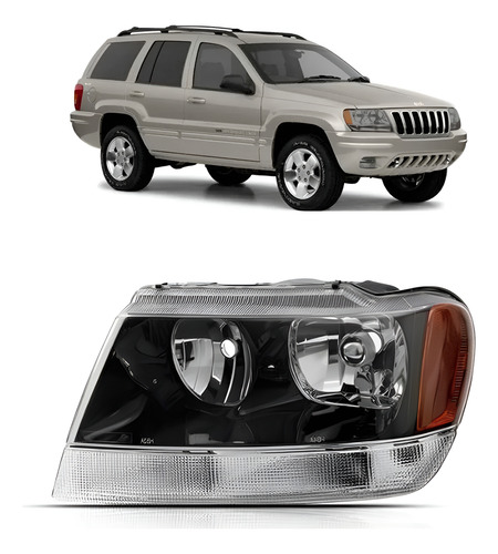 Farol Cherokee / Laredo 1999 A 2001 Fume 1ª Linha - Esquerdo/motorista