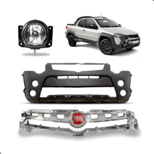 Kit Envolvente E Grade Strada 2013 A 2020 C/ Farol 1a Linha  Preto