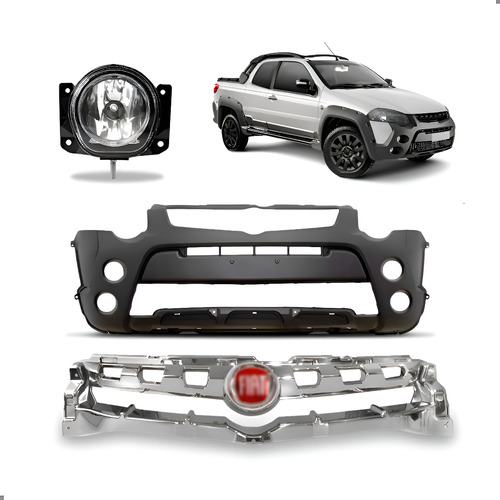 Kit Envolvente E Grade Strada 2013 A 2020 C/ Farol 1a Linha  Preto