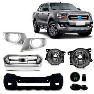 Parachoque E Grade Para Ford Ranger 2016 A 2019 1a Linha  Preto