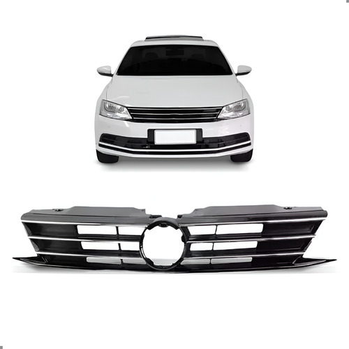 Grade Radiador Para Jetta 2015 2016 2017 2018 Friso Cromado Preto