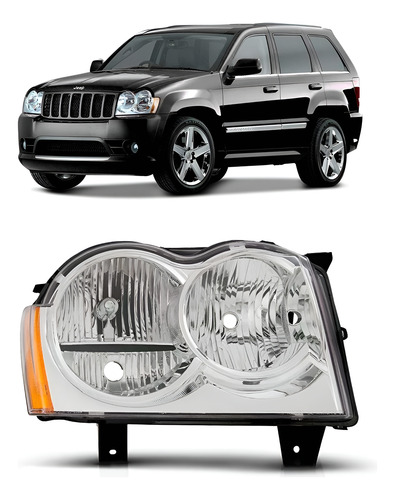 Farol Grand Cherokee 2004 A 2007 1ª Linha - Direito/passageiro