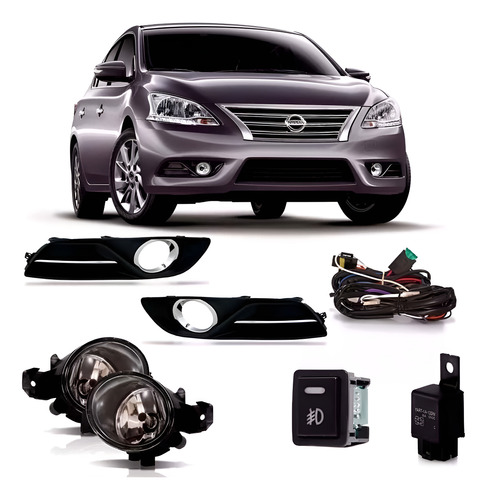 Kit Farol Milha Neblina Sentra 2013 À 2016 Friso Cromado Transparente