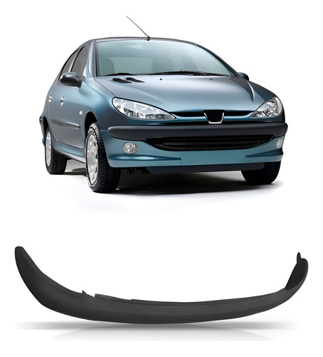 Moldura Parachoque Dianteiro Peugeot 206 1999 00 01 A 2004 Preto