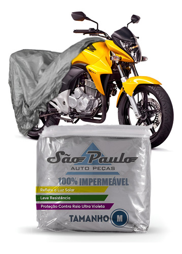10 Capas Cobrir Moto Impermeável Proteção Uv M Mega Desconto Cinza