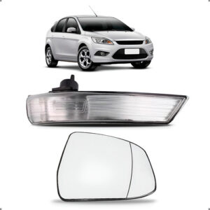 Kit Lente E Sinaleira Retrovisor Focus 09 A 13 Lado Direito Preto