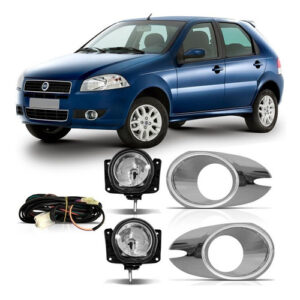 Kit Farol Milha Palio Siena Elx 2008 À 2012 Moldura Cromada