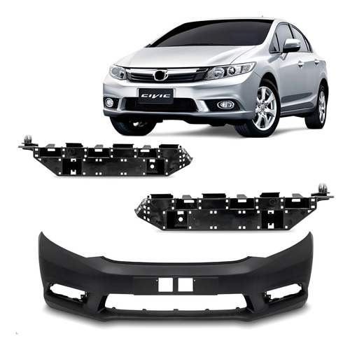 Envolvente Dianteiro Civic 2012 A 2016 Com Guias Preto