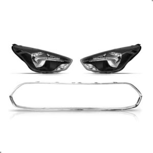 Kit Par Farol Ka 2015 A2018 Mascara Negra Com Friso Cromado Ambos Lados