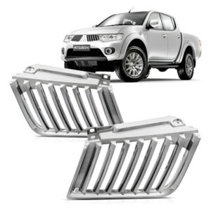 Par Tela Frontal Radiador L200 Triton Cromada 2007 A 2010