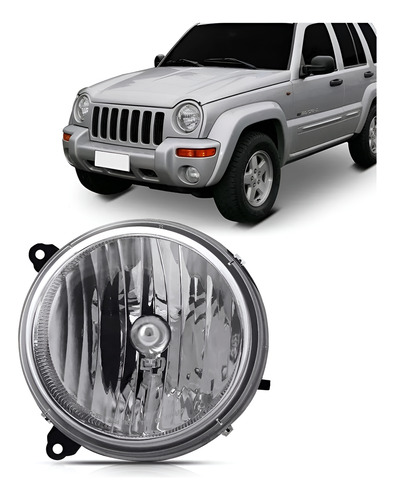 Farol Cherokee Sport 2004 2005 2006 2007 Cromado 1ª Linha - Direito/passageiro