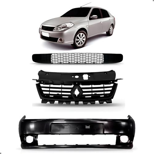 Kit Frente Parachoque Dianteiro Para Symbol 2009 A 2013 Preto
