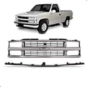 Kit Grade Silverado Cromada 1993 A 2004 Com Bigode Prata