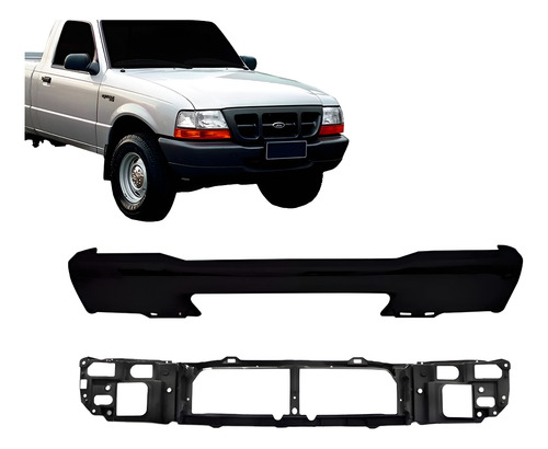 Kit Parachoque Para Ranger 1998 A 2003 Com Painel Frontal Preto