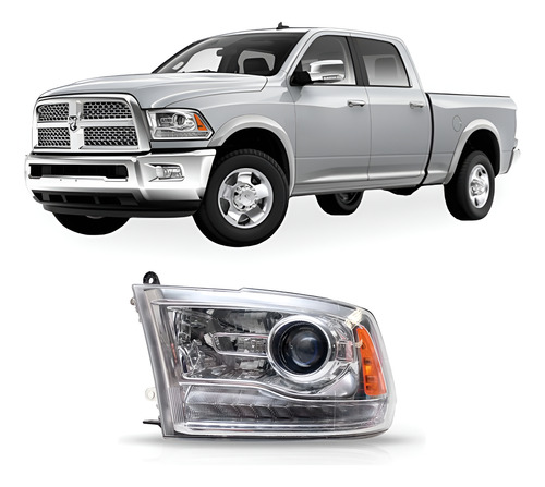 Farol Dodge Ram 2500 16 A 17 Cromado Elet C/led 1a Linha Esquerdo/motorista