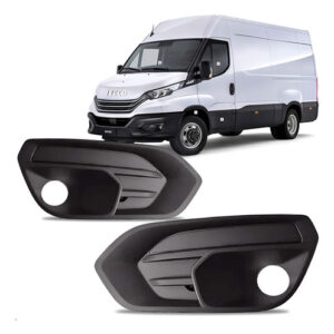 Par Grade Moldura Milha Para Iveco 2020 Até 2023 C/ Furo Preto Ambos Os Lados