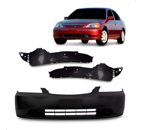 Kit Envolvente Dianteiro Civic 2001 2002 2003 1a Linha Preto