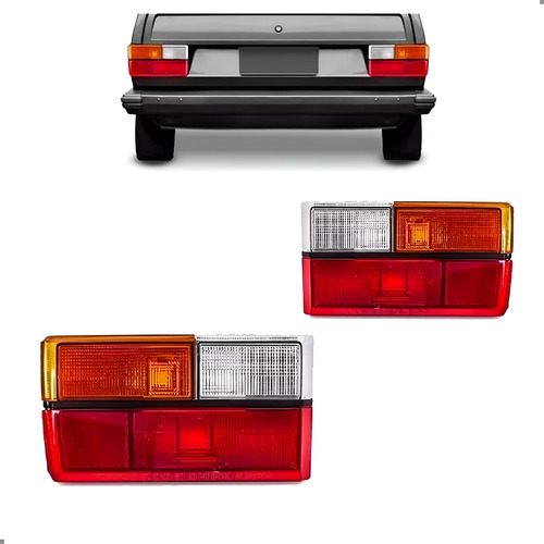 Par Lanterna Friso Preto Tricolor Para Gol 1980 A 1986 Vermelho