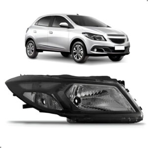 Farol Para Onix 12/16 Manual Cromado Mascara Negra 1ª Linha - Direito/passageiro