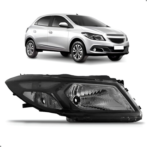 Farol Para Onix 12/16 Manual Cromado Mascara Negra 1ª Linha - Direito/passageiro