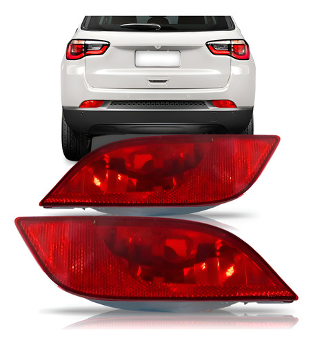 Par Sinaleira Parachoque Traseiro Jeep Compass 2017 2018 Vermelho