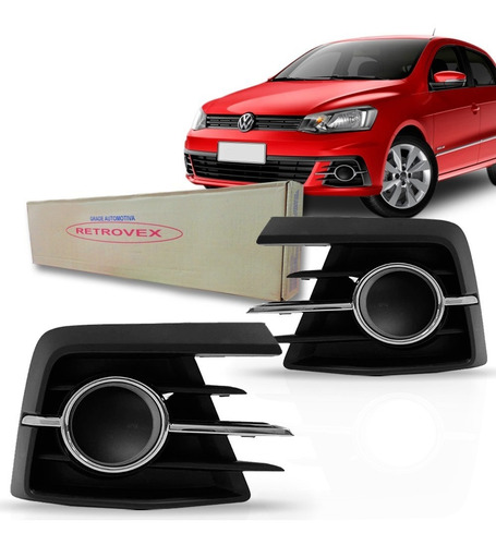 Par Grade Moldura Milha Gol Voyage G7 16 17 S/ Furo Milha Preto