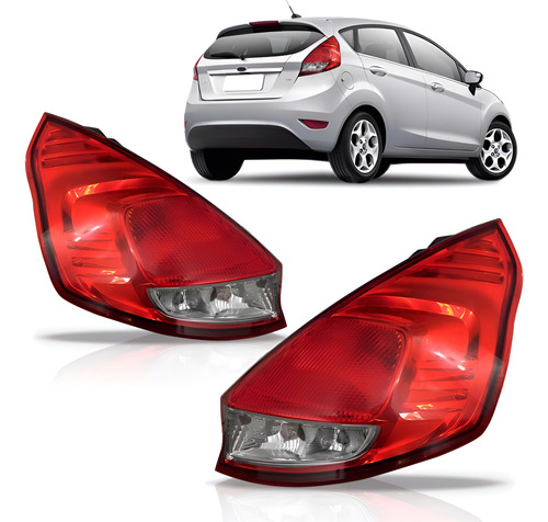 Par Lanterna Traseira New Fiesta Hatch 2011 2012 2013 2014. Vermelho