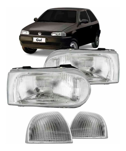 Kit Farol Gol Bola G2 1995 A 1999 Com Par Piscas Cristal