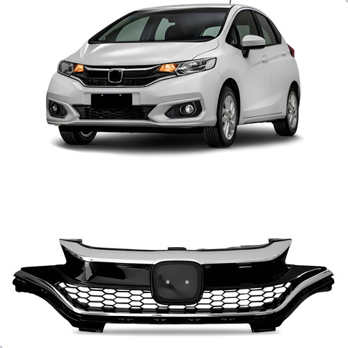 Grade Radiador Para Honda Fit 2018 A 2021 C/ Friso 1a Linha Preto