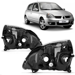 Par Carcaça Farol Dianteiro Para Renault Clio 2003 A 2011