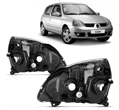 Par Carcaça Farol Dianteiro Para Renault Clio 2003 A 2011