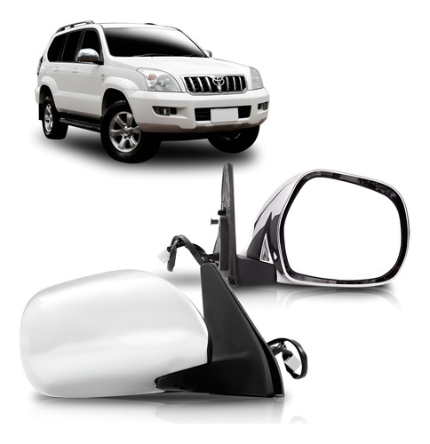 Par Retrovisor Prado 2004 A 2010 Retratil Eletrico Cromado Direito + Esquerdo