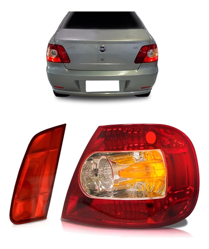 Kit Lanterna Traseira Siena 04 05 06 07 08 Canto E Tampa Ld Direito Vermelho