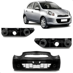 Parachoque Dianteiro March 2011 A 2013 Com Guias 1a Linha Preto