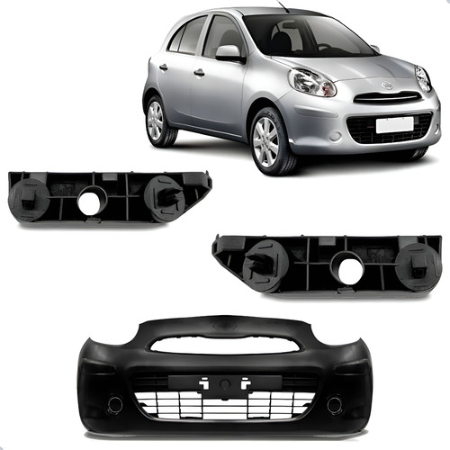 Parachoque Dianteiro March 2011 A 2013 Com Guias 1a Linha Preto