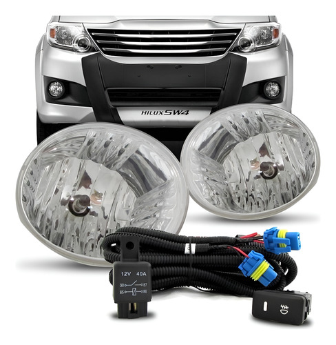 Kit Farol Neblina Milha Hilux Sw4 2012 À 2015 Sem Grade Transparente