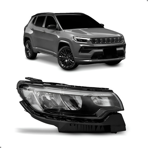 Farol Para Compass 22/25 Eletrico Motor Led Reator 1ª Linha - Direito/passageiro