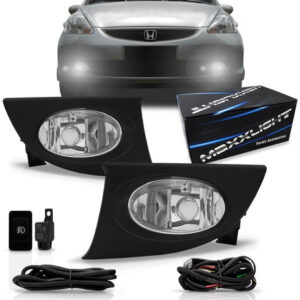 Kit Farol Milha Auxiliar Honda Fit 2007 2008 C/ Grade Preta Cristal