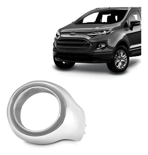 Moldura Farol Milha Ecosport 2012 A 2017 Cromado Le Prateado Esquerdo