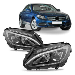 Par Farol Para Mercedes C180 2015 A 2018 Com Led Sem Reator