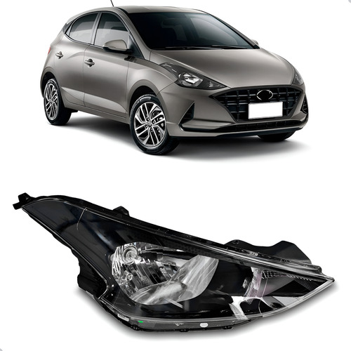 Farol Dianteiro Para Hyundai Hb20 20 21 22 Sem Led 1ª Linha Direito/passageiro