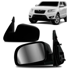 Par Retrovisor Santa Fe 07 08/12 Elétrico Preto S/ Sinaleira