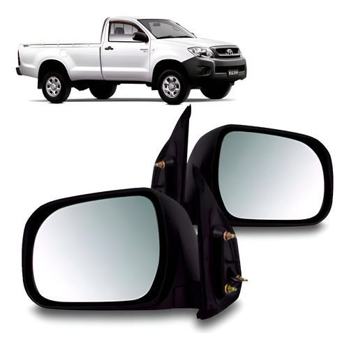 Par Retrovisor Hilux Sw4 Srv 05 06 07 08 09 10 11 Fixo Preto Direito + Esquerdo