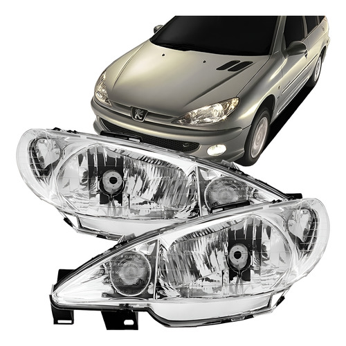 Farol Peugeot 206 - 05/08 Foco Simples Serve Antigo 1ª Linha Esquerdo/motorista