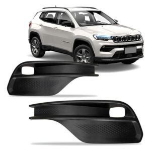 Par Grade Parachoque Dianteiro Compass 2021 A 2023 Com Furo Preto Ambos Os Lados