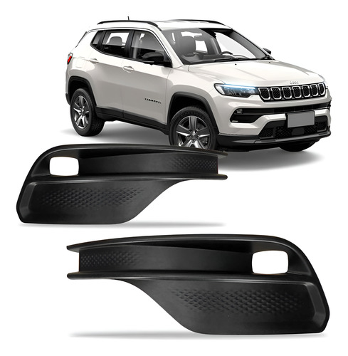 Par Grade Parachoque Dianteiro Compass 2021 A 2023 Com Furo Preto Ambos Os Lados